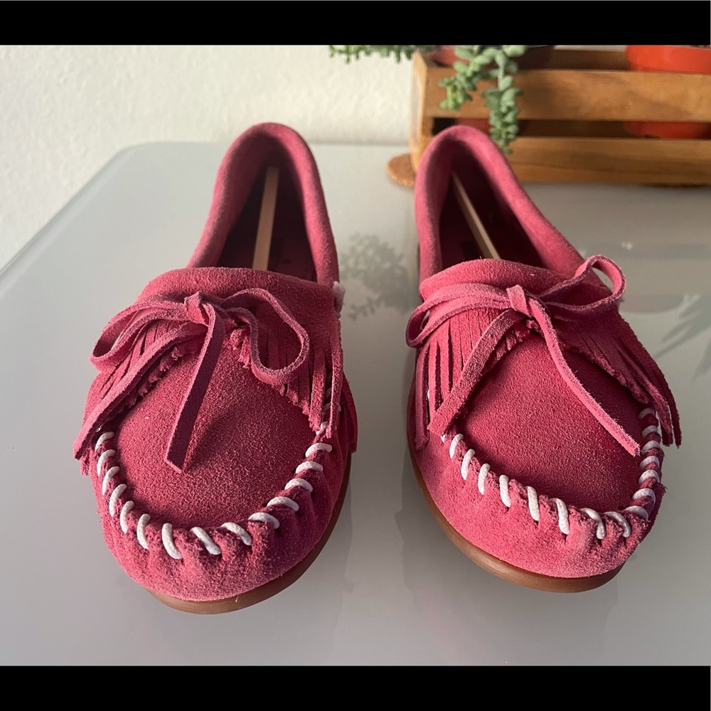 MINNETONKA “Kilty” Moccasins - Hot Pink - Picture 5 of 15